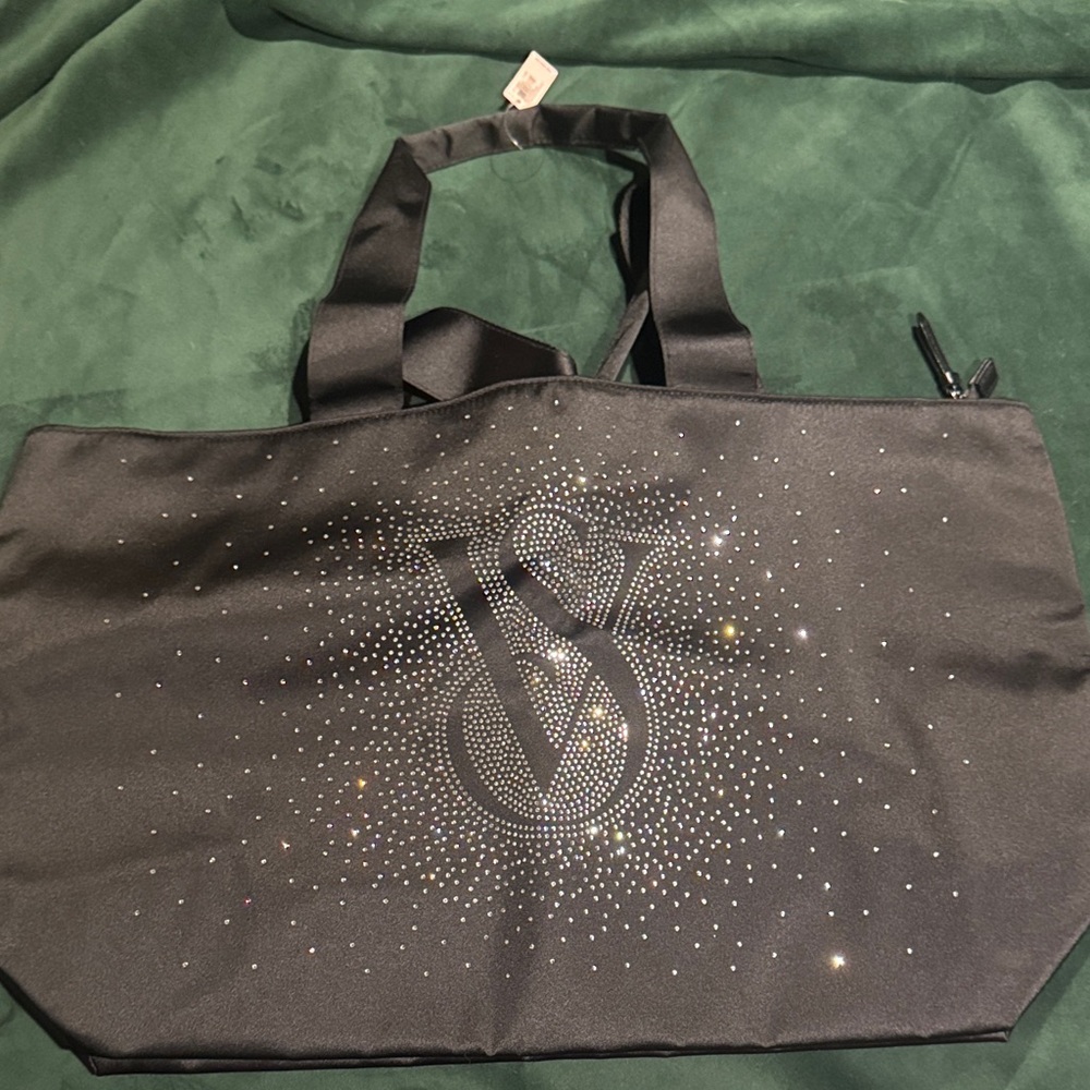 Victoria's Secret Black Tote Bag with Silver Accents